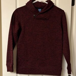 Arizona Boy’s Red/Black Cowl Neck Sweater with Button Detail